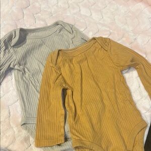 Ribbed Baby Bodysuits in Yellow and Green